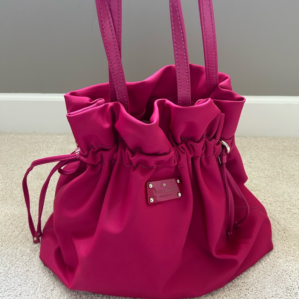 Kate Spade pink drawstring tote bag
